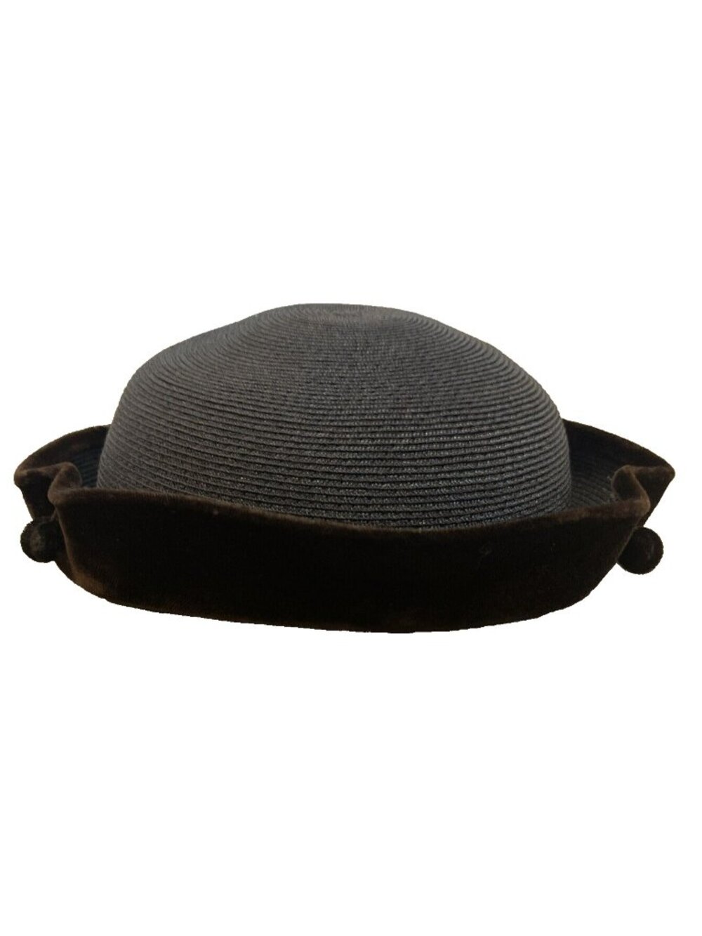 Vintage Janyth Roy NY Brown Velvet Rim Womens Fashion Hat